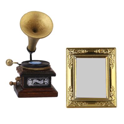 Miniature Oval Swing Dressing Mirror in Brass Stand Dolls House Accessories