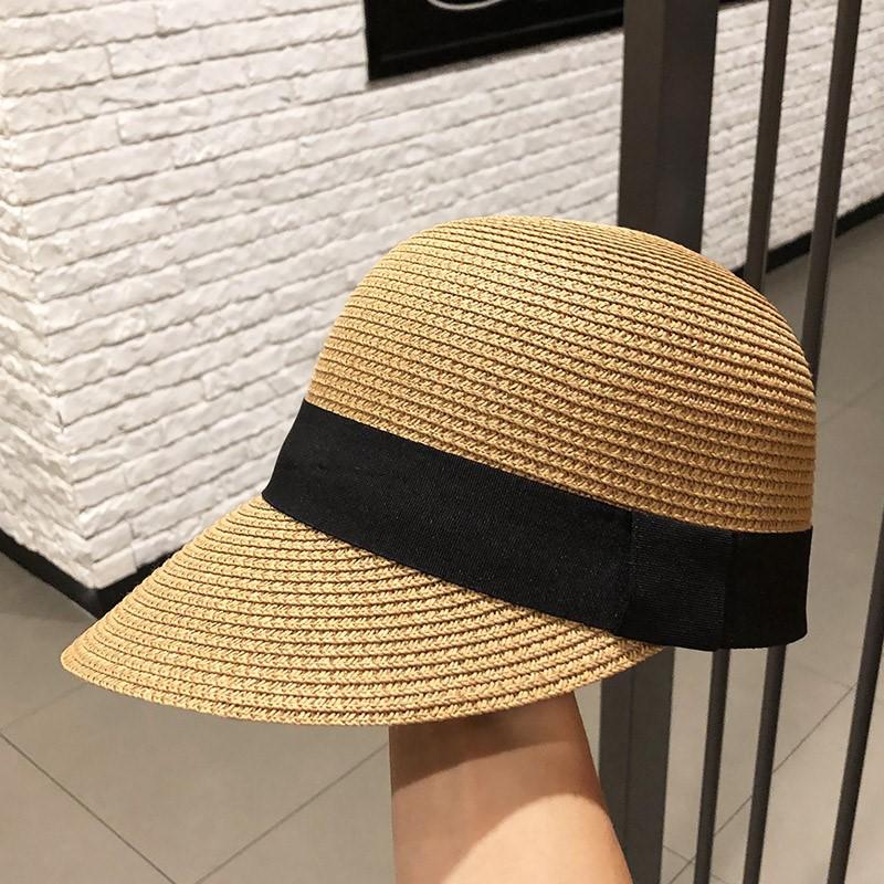 Elegant Straw Equestrian Hat Women's Spring and Summer Shade Cap Holiday Beach Sunscreen Straw Hat