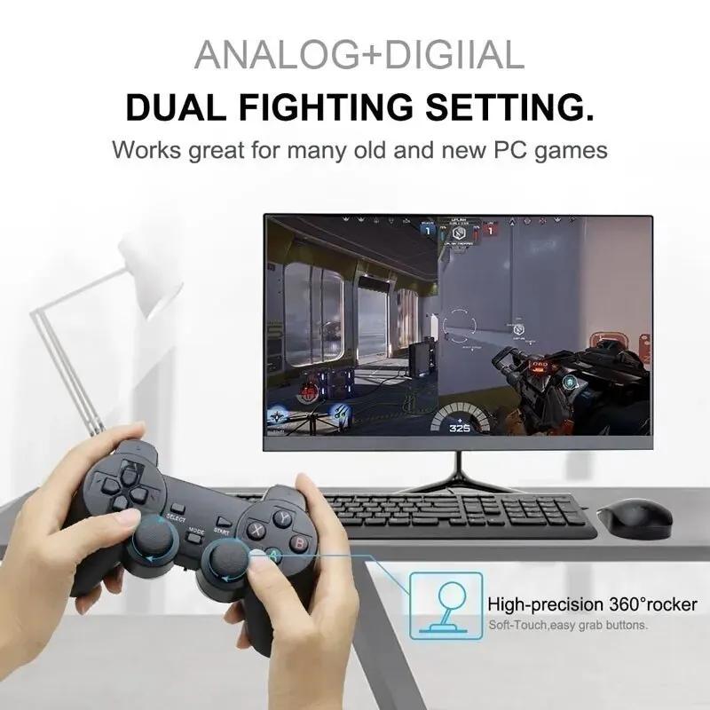 2.4G Wireless Gamepad 1/2 Pack - Ergonomic USB Joystick for PC/Android TV/Switch, Dual Vibration