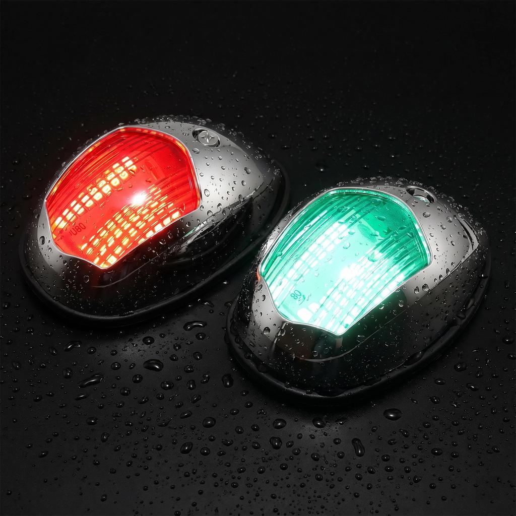 2 PCS Waterproof Yacht Navigation Light 12V 24V Boat Position Lights Marine Lights 27LED Marine Signal Warning Lamp Red & Green