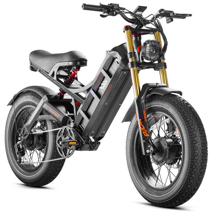 Doppelmotor Elektrofahrrad Herren eAhora Romeo II, Doppelmotor 1250W, Abnehmbarer Akku 52V 60AH, Fat Tire 20×4,5, Max 65km/h