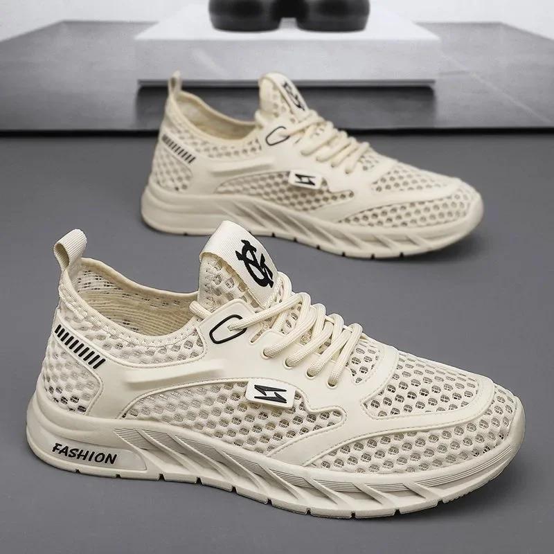 New Men's Mesh Sneakers 2025 Summer Mesh Sports Breathable Casual Shoes Comfortable Men's Tennis Shoes Lightweight Running Shoes