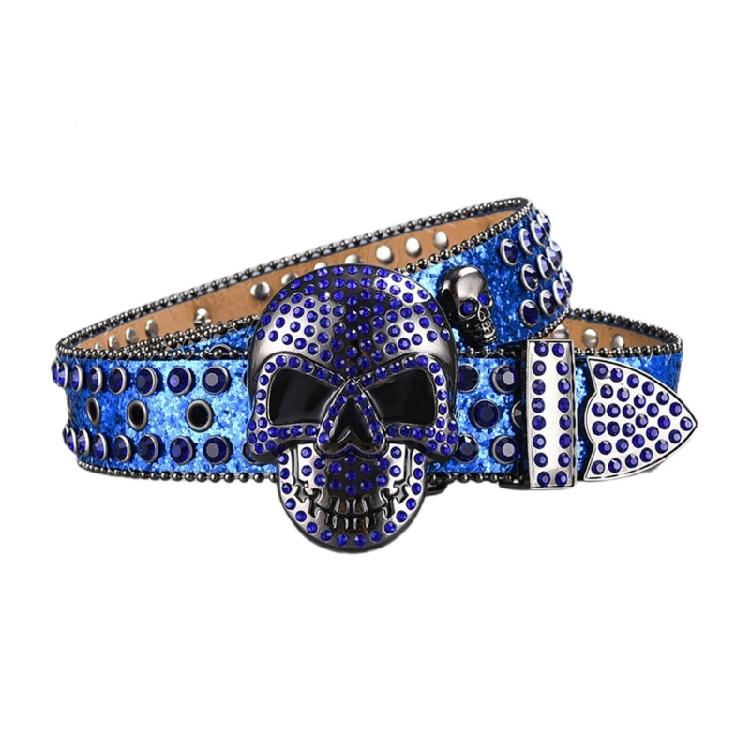 Elegant Crystal Belt Woman Elegant Skull Studded Waiststrap Goth Decorative Belt