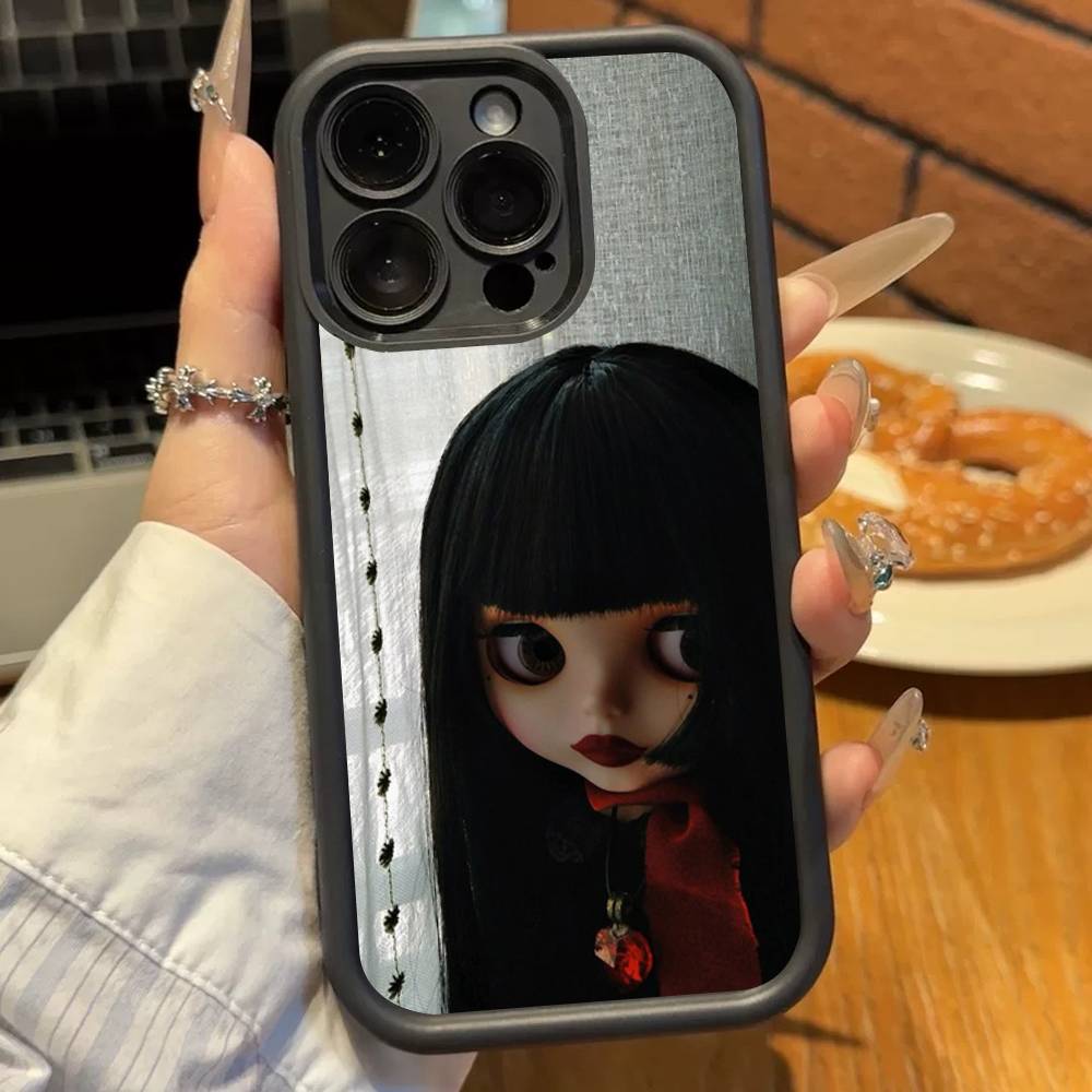 Dark Cute Girl Doll  Soft Silicone Case For iphone 17 Air 16 15 14 13 12 11 Pro Max Plus Shockproof TPU Phone Cover