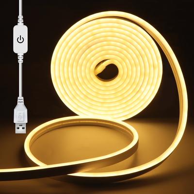 Tira de luz LED de neón regulable para gabinetes, estantes de cocina, despensa, vitrina, lámpara de luz de fondo para armario de dormitorio, interruptor con sensor de movimiento táctil