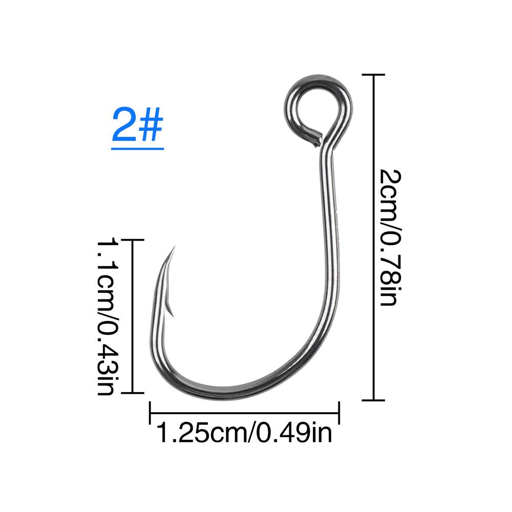 50Pcs Inline Single Hooks Replacement Fishing Barbed Hooks for Fishing Spoon Spinner Lures Baits Inline Circle Hooks