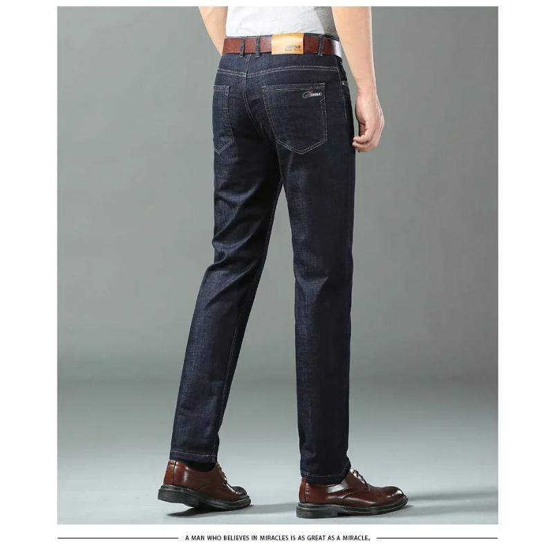 Summer Lightweight Ice Silk Jeans for Men, Loose Straight Leg Stretch Casual Business Plus Size Comfortable Trendy Pants