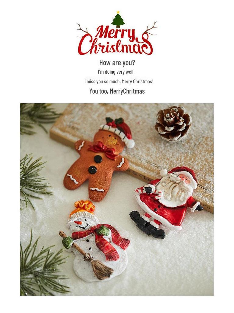 Retro Gingerbread Man Christmas Tree Ornaments: Cute Resin Refrigerator Magnets