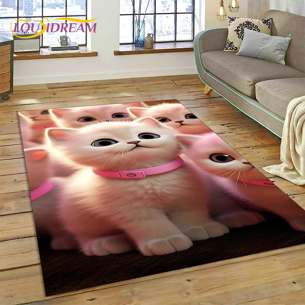 3D Persian Cat,Cute Calico Cat,Ragdoll Cartoon Rug Carpet for Living Room Bedroom Home Decor,Non-slip for Sofa  Doormat Gift Kid