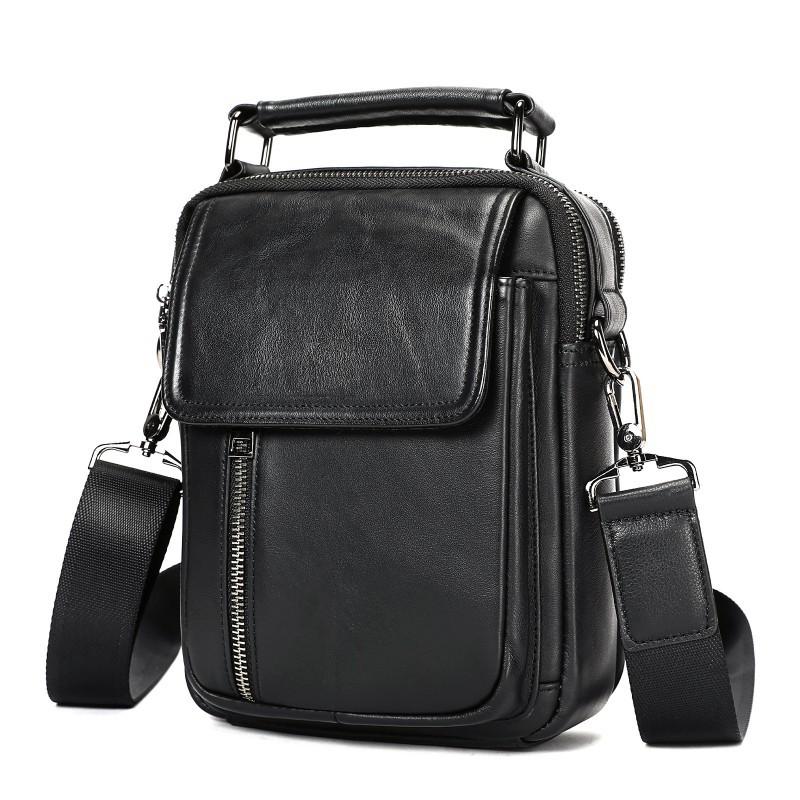 Head Layer Cowhide Men's Shoulder Bag Casual Simple Vertical Small Leather Handbag