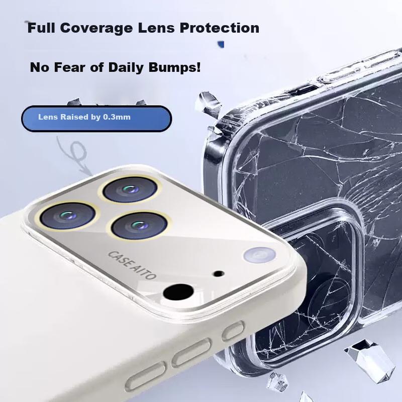IPhone 17 Pro Max Case, Full Lens Protection Ultra-Thin Liquid Silicone Shockproof AI Camera Button Soft Case, White