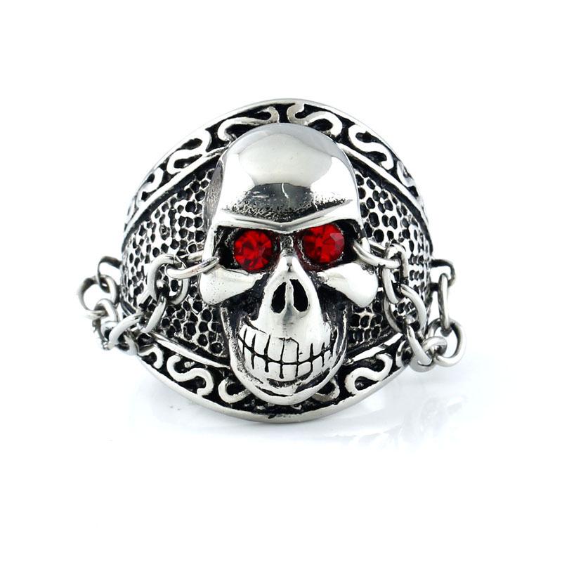 Herren Hip-Hop Kette Totenkopf Beliebt Trendiger Jungenring