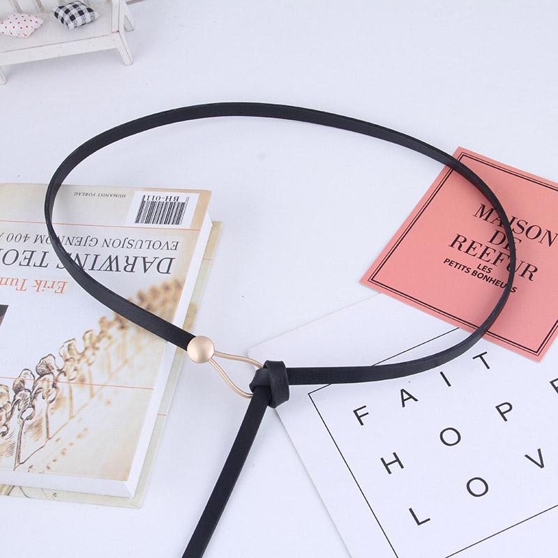 Ceinture fine et simple nouée pour femme, couleur unie, en cuir PU, longue et fine, réglable