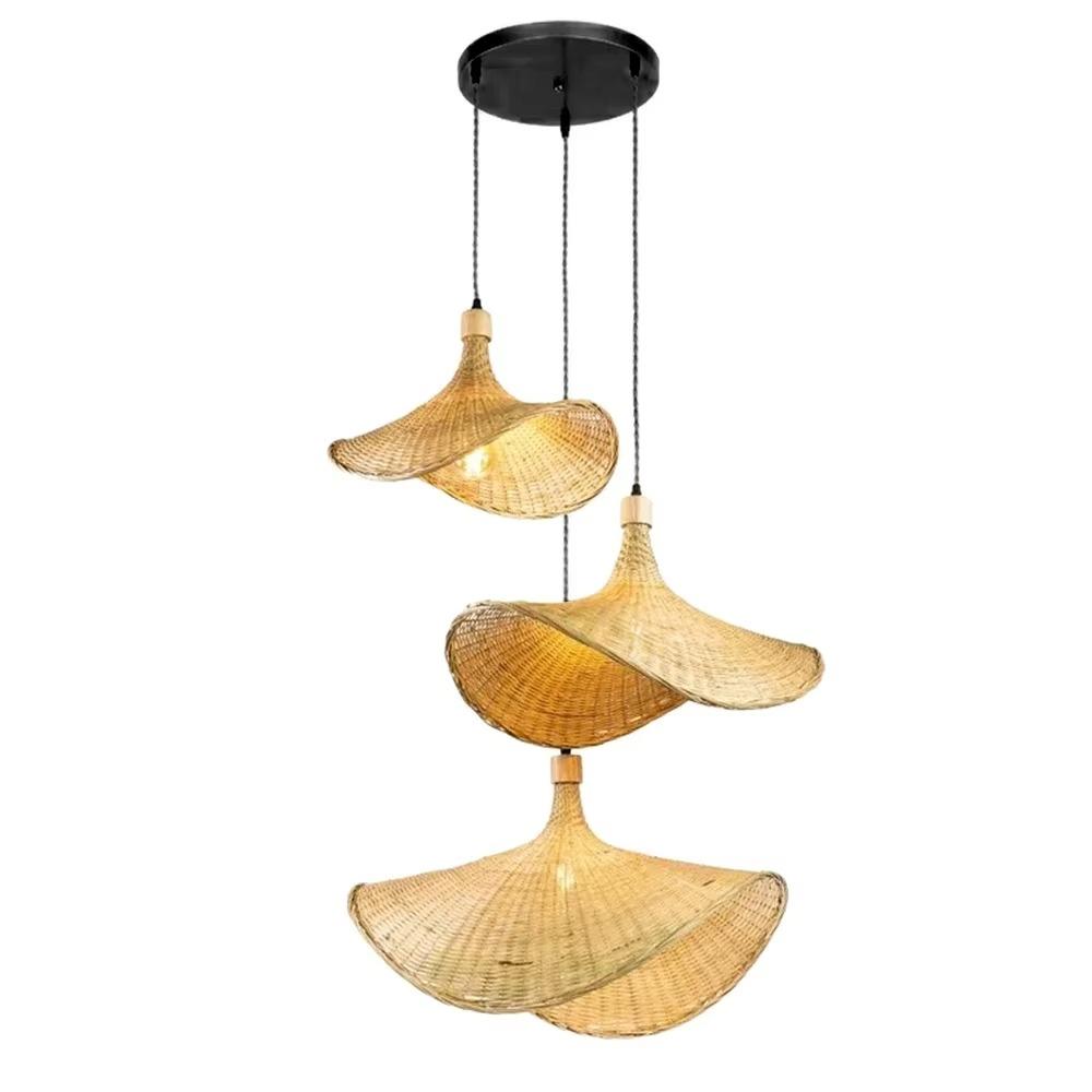 Handwoven Pendant Home Decor Bedroom Living Room Bamboo 1/3 Light Pendant Light Room Hotel Light Hanging Light Hotel Decor Light