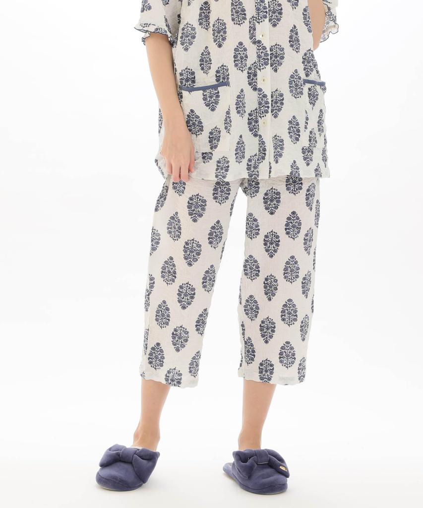 Narue Shirred Voile Provence Floral Pajama White Women's Set,