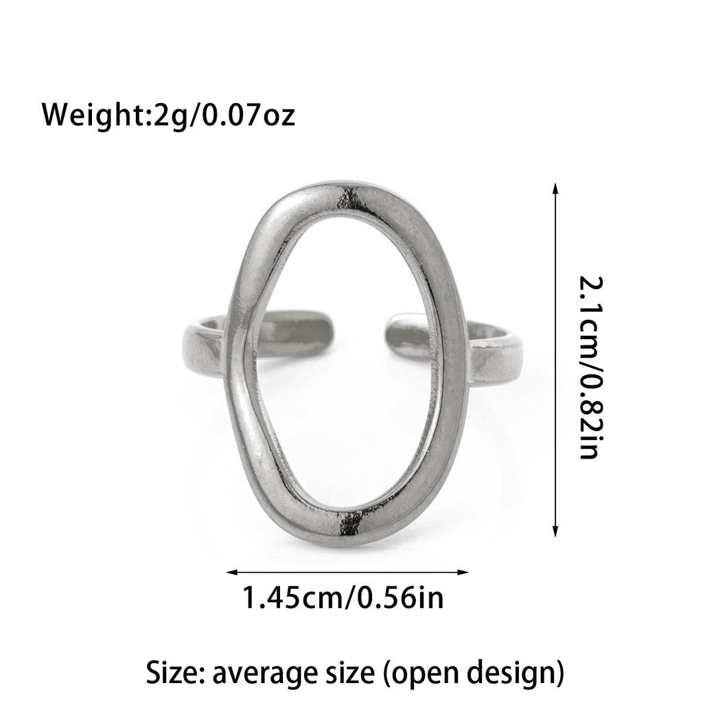 Stainless Steel Geometric Lines Opening Rings for Women Men Classic Glossy Hollow Waterproof Rings Banquet Jewelry Accessories