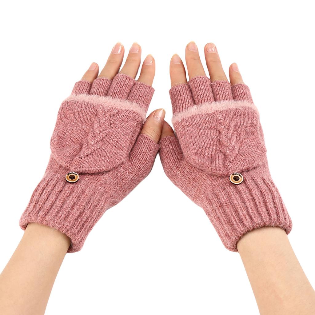 New Short Woolen Fingerless Gloves with Flip-top Fringes for Autumn and Winter Warm and Fashionable Knitted Half Finger Sleeves for Women
