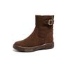 Fashionable Thick-soled Shoes, New Women's Boots, Belt-buckle Boots, Flat-leg Mid-calf Boots