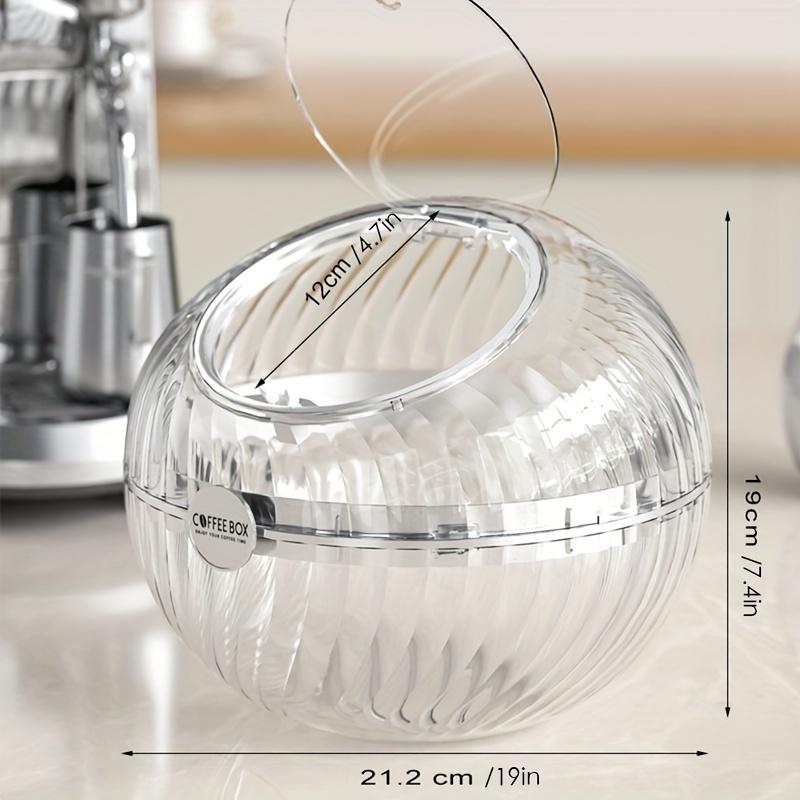 

1 Piece Coffee Bean Container Oval - Clear Plastic Storage Box for Office, Kitchen and Living Room чистый