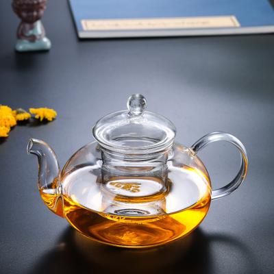 Glass Teapot High Temperature Resistant Thickened Filter Bubble Teapot Household Kung Fu Fruit Flower Teapot Set