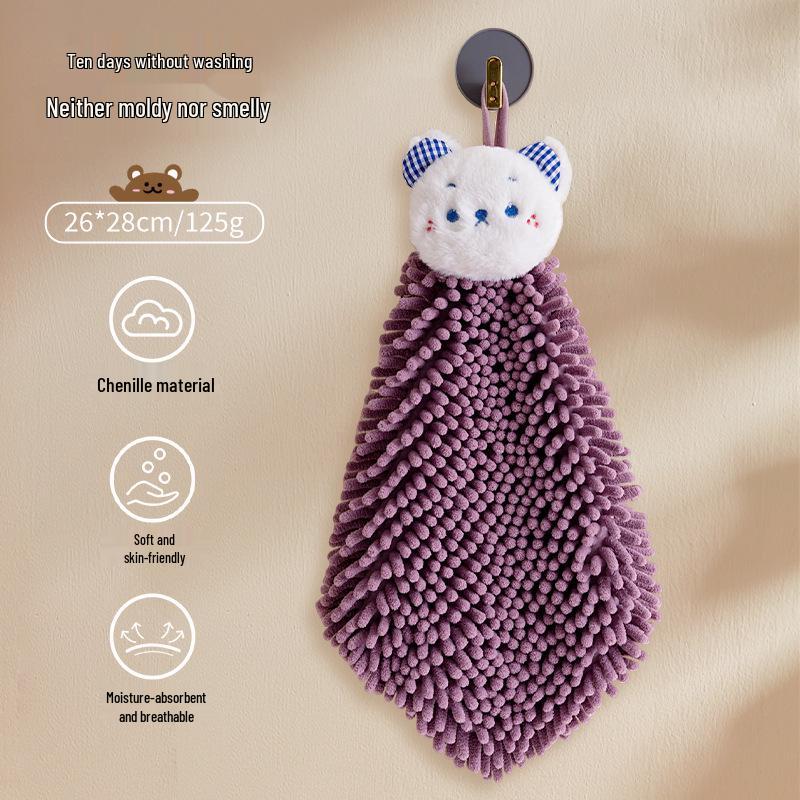 Children's Hanging Chenille Hand Towel: Thick, Absorbent, Odor-Resistant, Lint-Free, Quick-Dry.