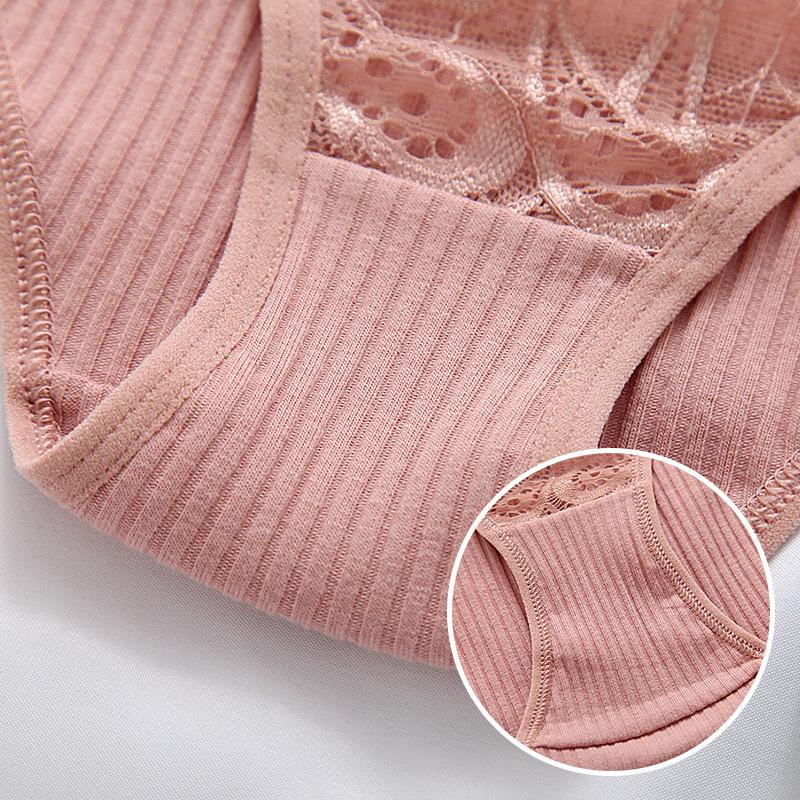 Unterwäsche für Damen, reine Baumwolle, niedrige Taille, sexy Spitzen-Slip, bestickt, atmungsaktiv, nahtlos, dreieckiges Höschen