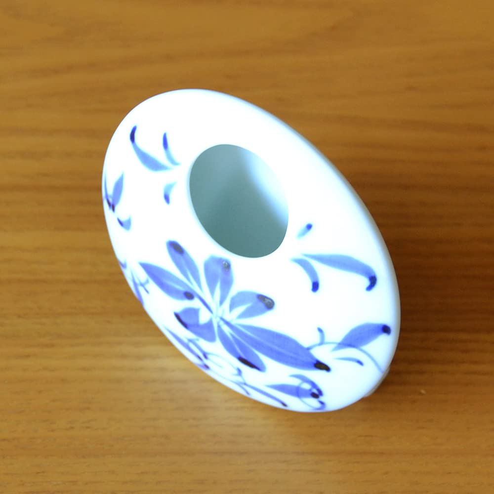 Stylish Mini Ceramic Flower Arita Indigo Grass Flower Tall Vase, Ware, Design, 8.3cm