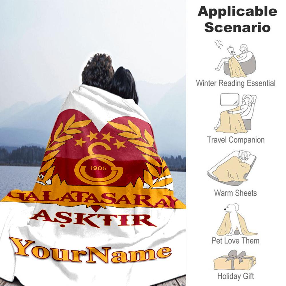 Galatasaray 266 Customize Your Name Blanket Gift Personalized Blanket Durable Comfort Versatile for Sofa Bed Bedding Picnics Ideal for All Seasons