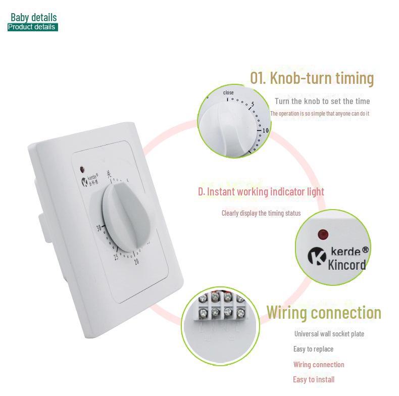 Priză cronometru montată pe perete de 30 de minute pentru pompa de apă - Comutator temporizator tip Jinkede 86