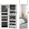 108 x 37cm Lockable Jewellery Cabinet, with LED Lights - White Surface and Black Lining