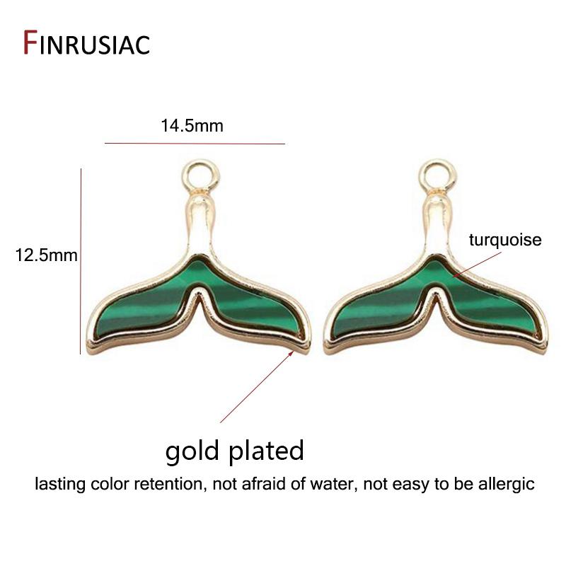 14K Gold Plated Brass Small Cute Mermaid Whale Tail Charm Pendant For Jewelry Making DIY Bracelets Necklace Earring Findings
