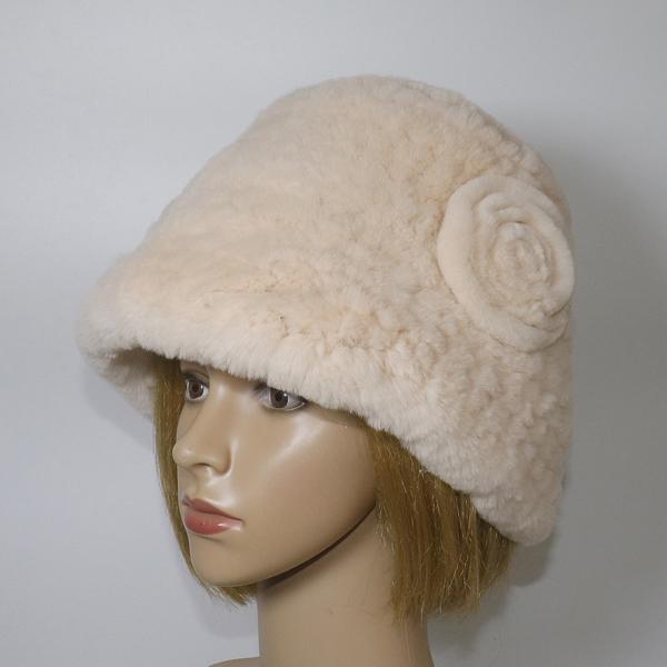 Winter Women Outdoor Knitted Real Rex Rabbit Fur Hat Natural Warm Fur Bucket Hats Girls Fashion Fluffy Real Rex Rabbit Fur Caps