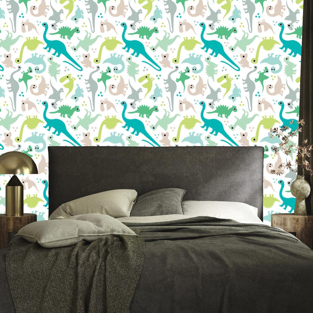 Colorful Dinosaurs and Dots Wallpaper for Living Room and Bedroom 50x1000