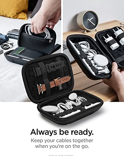 Spigen Rugged Armor Pro Gadget Pouch, Travel Pouch, Cable Storage Pouch, Convenient for Travel and Business Trips, Small Item Storage, AFA04536 (Black