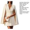 Blazer Dress for Women V Neck Cape Blazer Split Sleeve Casual Business Mini Dress Double Breasted Office Work Outfits