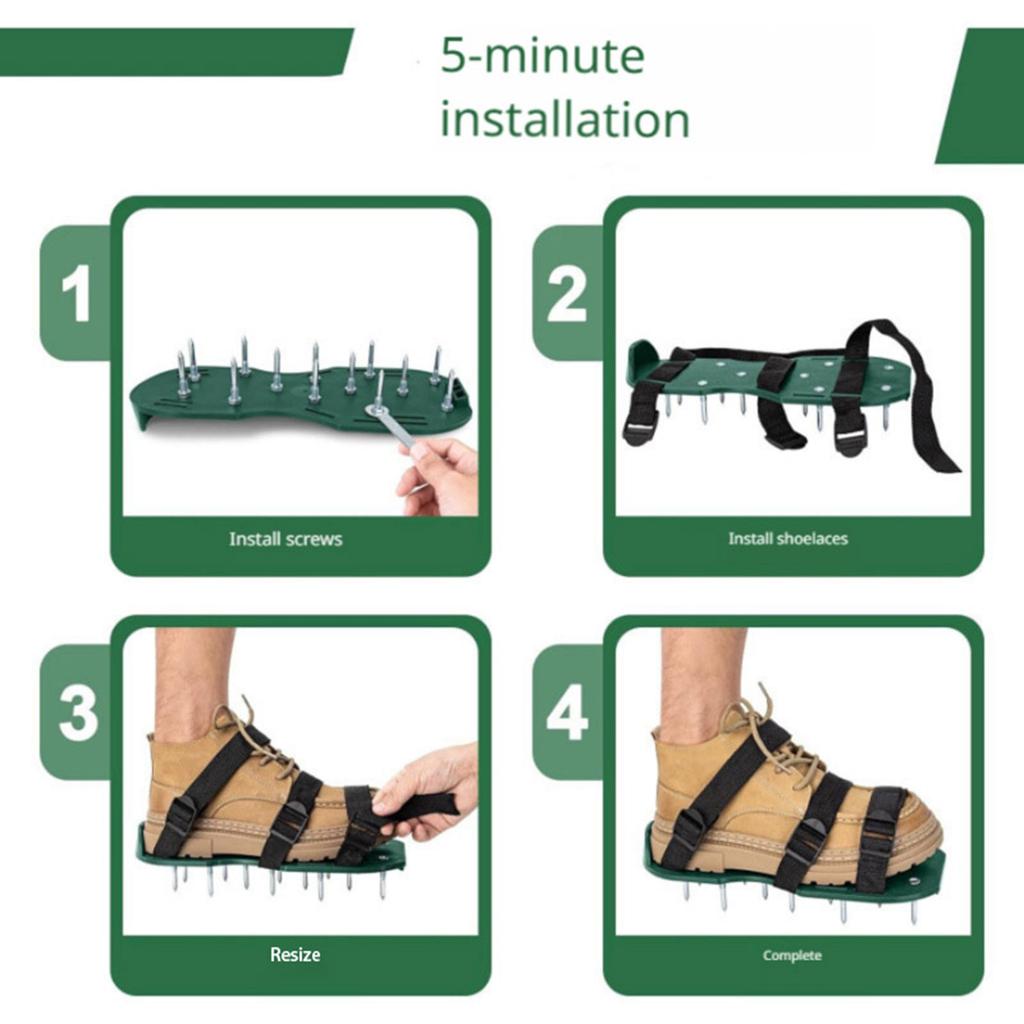 Lawn Aerator Shoes Grass Spiked Shoes with Adjustable Strap Lawn Aerator Tool Anti-Slip for Yard Patio Garden