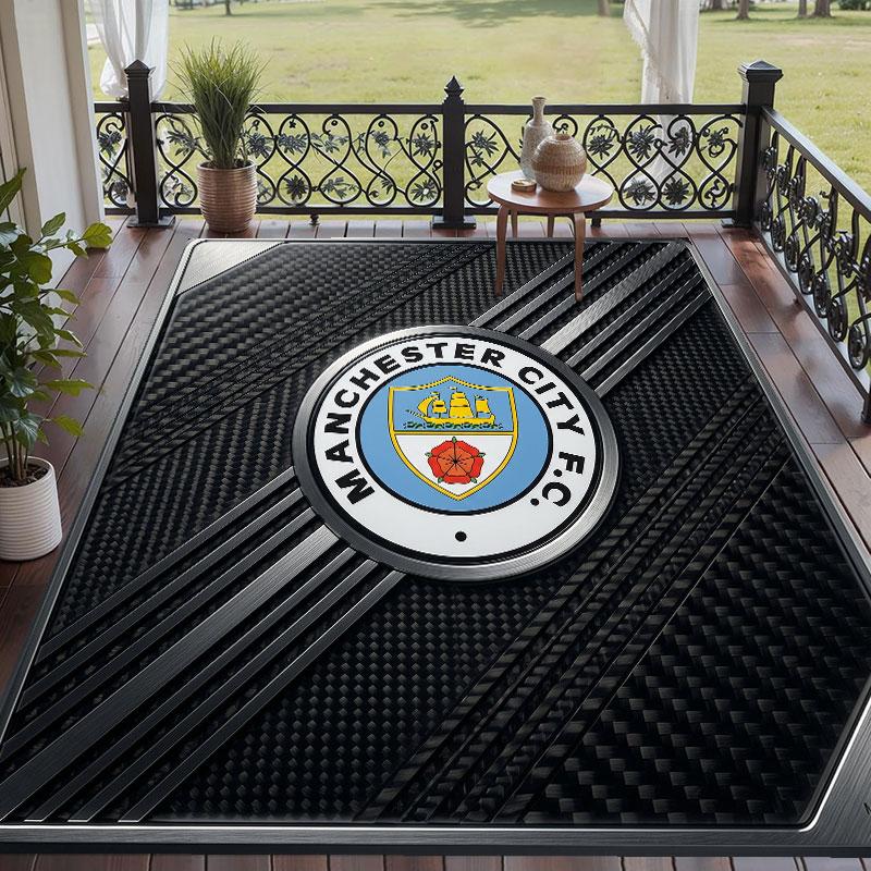 Mykt gulvteppe Manchester City-mønster Teppe Dekorasjonsmatte For Hjemmeromsdekorasjon