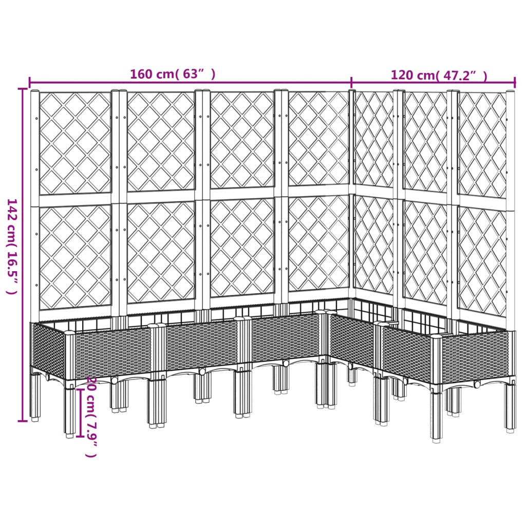 Planter with Trellis White 160 X 120 X 142 Cm PP