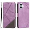 For iPhone 17 Leather Case Geometric Line Design Wallet Phone Cover with Wrist Strap