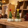 Decorative Tabletop Trees Handmade Glass Christmas Tree Ornament with Star Top And Colorful Bead Details, Sculptures Desktop Rotating Figurine