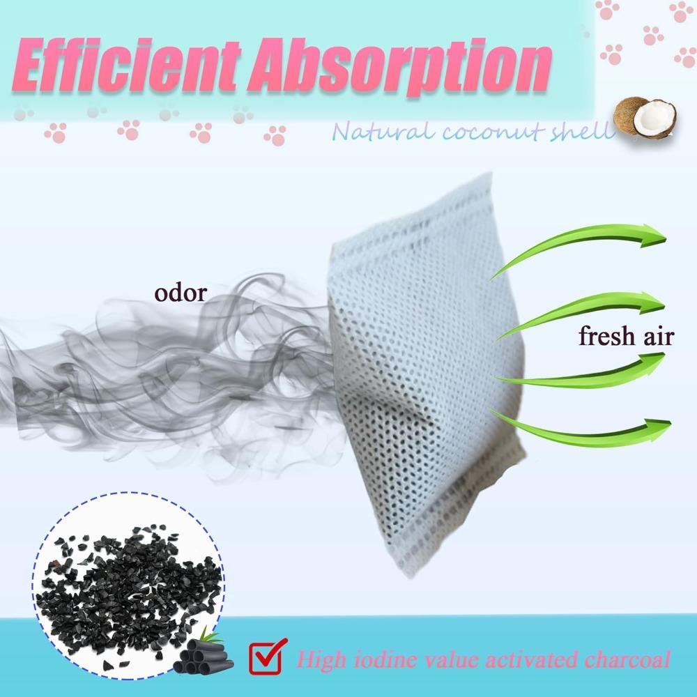12PCS Universal Cat Litter Box Odor Eliminator, Natural Activated Charcoal Filters Replacement for Hooded Automatic Toilet
