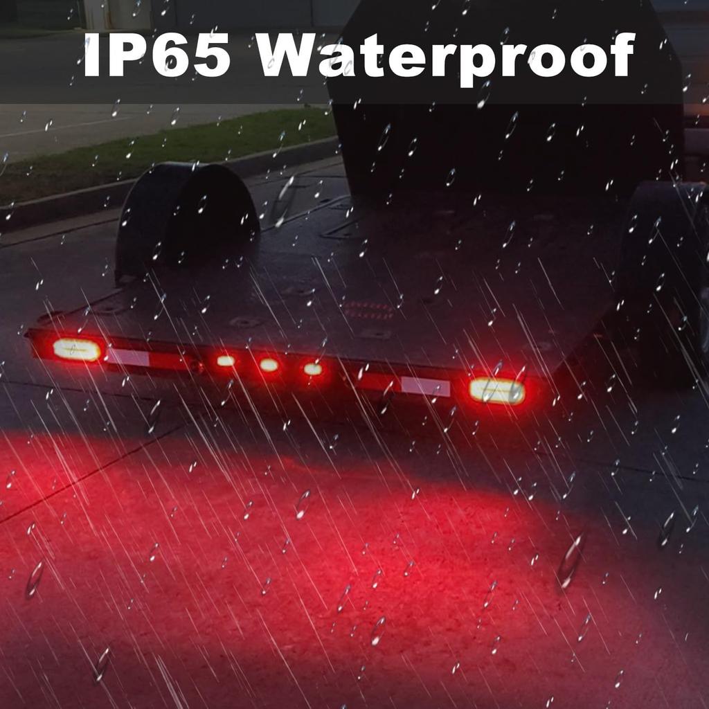 4Pcs 6Inch Oval LED Trailer Tail Lights with Backup, Red Stop Turn & White Reverse Lights, 22LED, Rubber Grommets, 3-Prong Wire