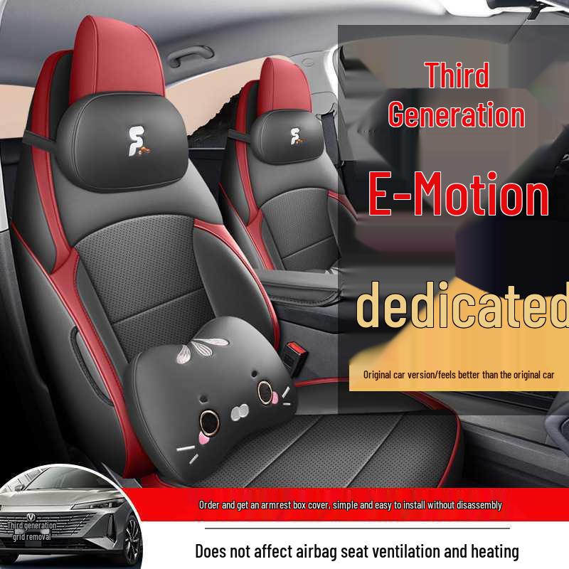 Leather Car Seat Cushion for Changan EADO Gen 3 - Fits Five Seats, All-Season Red [Standard Edition]