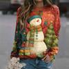 Women's Fashion Casual Long Sleeve Christmas Printed Neck Sweatshirt Top