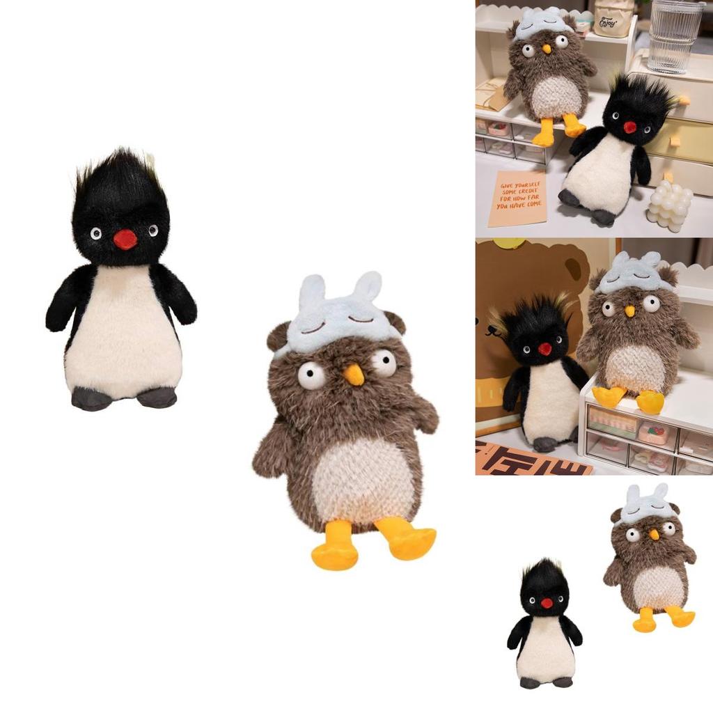 Adorable 25cm Plush Owl With Eye Mask And Fluffy Penguin Soft Toy For Girlfriend Birthday Gift