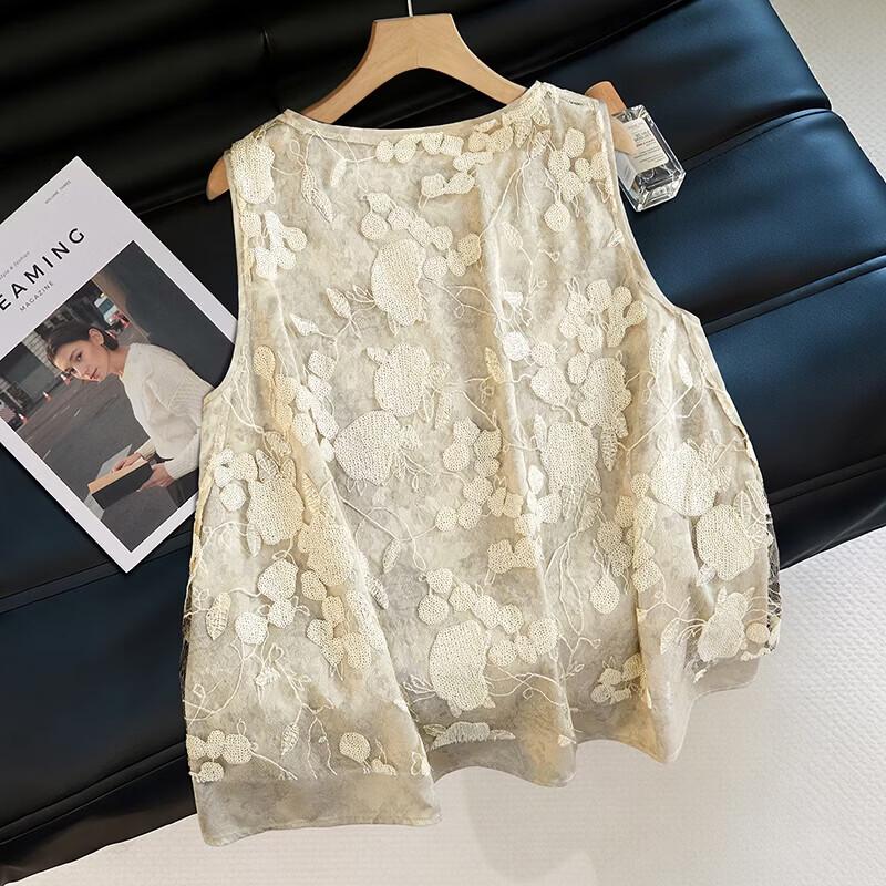 Shechi New Chinese Style Sequin Embroidered Mesh Vest