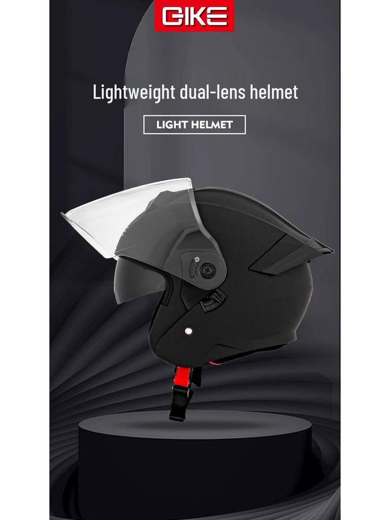 Unisex Electric Motorcycle Helmet with Double Visor - Breathable, 3C Compliant Half Helmet for Safety