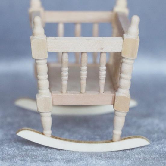 Dollhouse Cradles Smooth Kids Gift Wooden Scale 1:12 Dollhouse Cradle Baby Crib for Decor