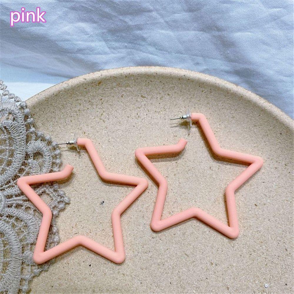 Cute Personality Fashion Colorful Star Bright Fluorescence Hoop Earring Geometric Earrings