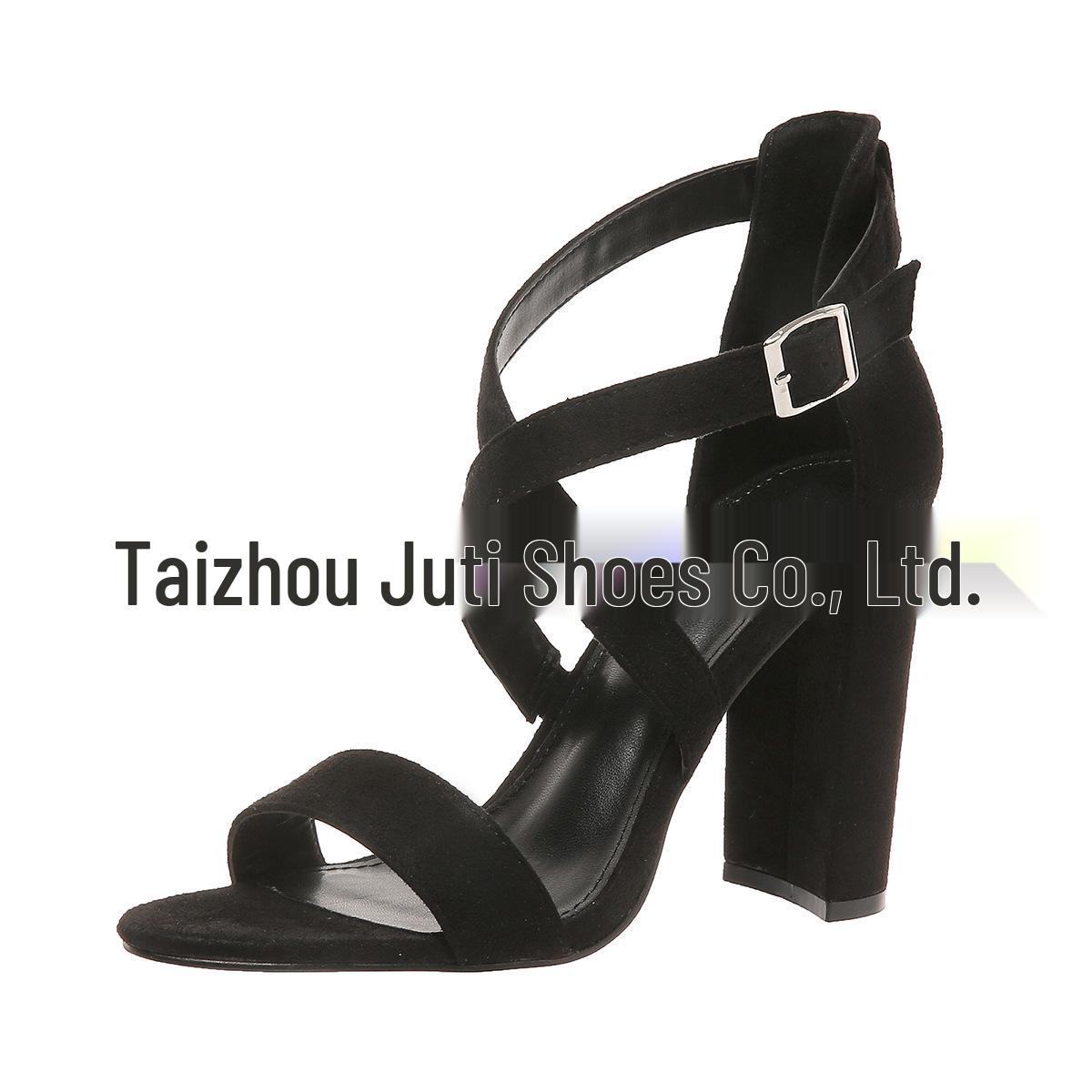 Spot New Plus Size Chunky Heel Women s Round Toe Buckle Sandals - European & American Fashion US 6 синий